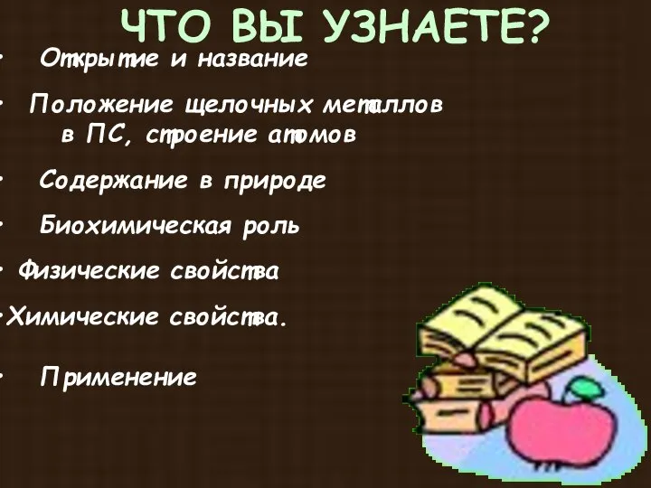 ЧТО ВЫ УЗНАЕТЕ? Открытие и название Положение щелочных металлов в ПС, строение