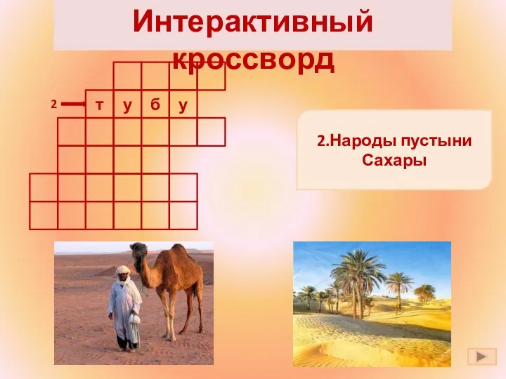 у б у т 2.Народы пустыни Сахары 2 Интерактивный кроссворд
