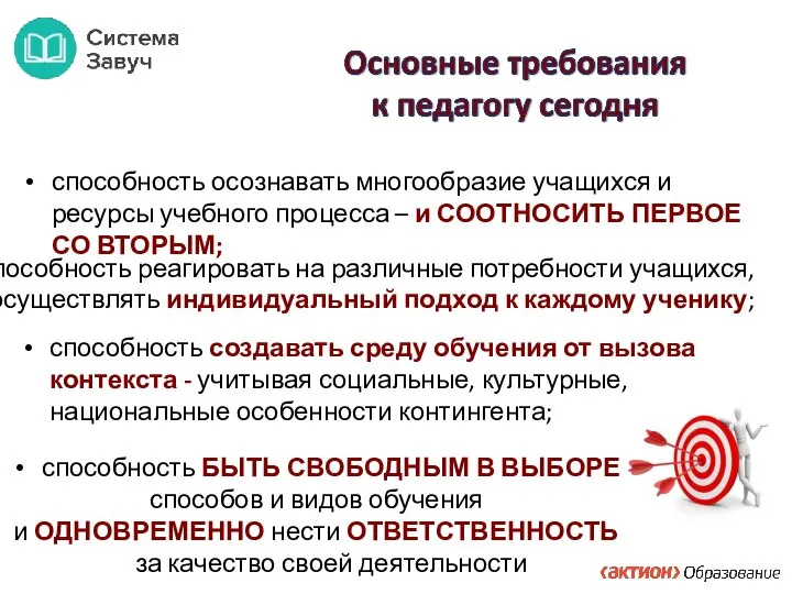 способность реагировать на различные потребности учащихся, осуществлять индивидуальный подход к каждому ученику;