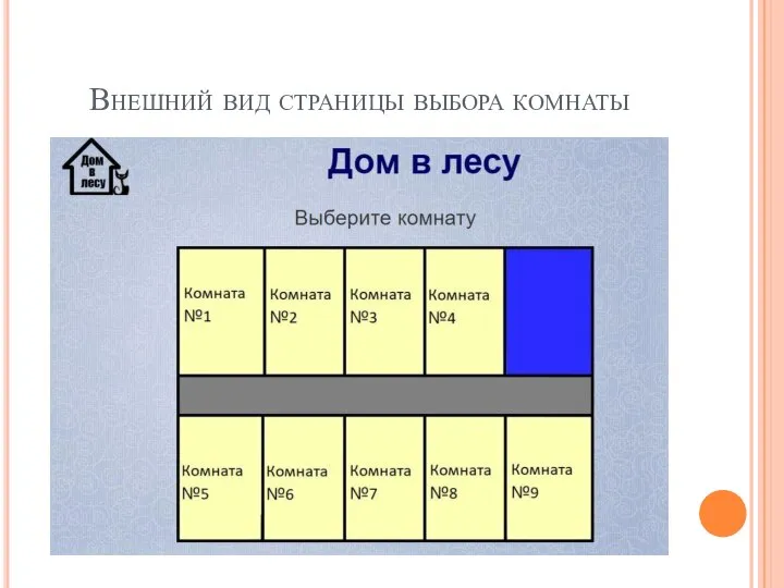 Внешний вид страницы выбора комнаты