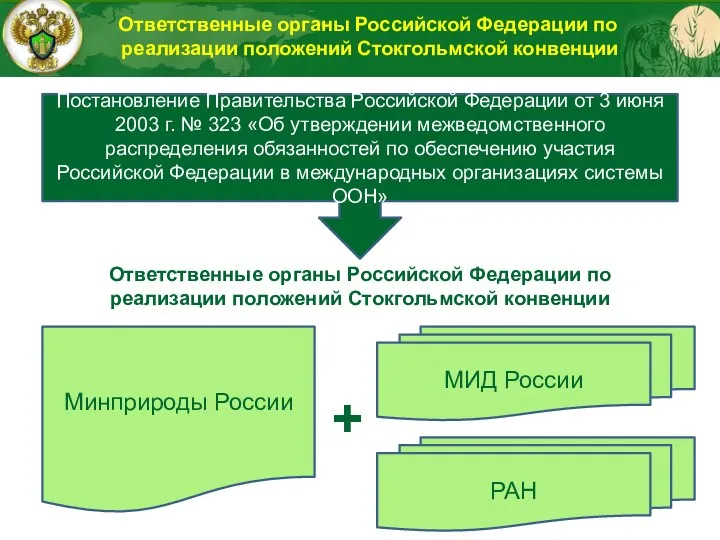 Ответственные органы Российской Федерации по реализации положений Стокгольмской конвенции Постановление Правительства Российской