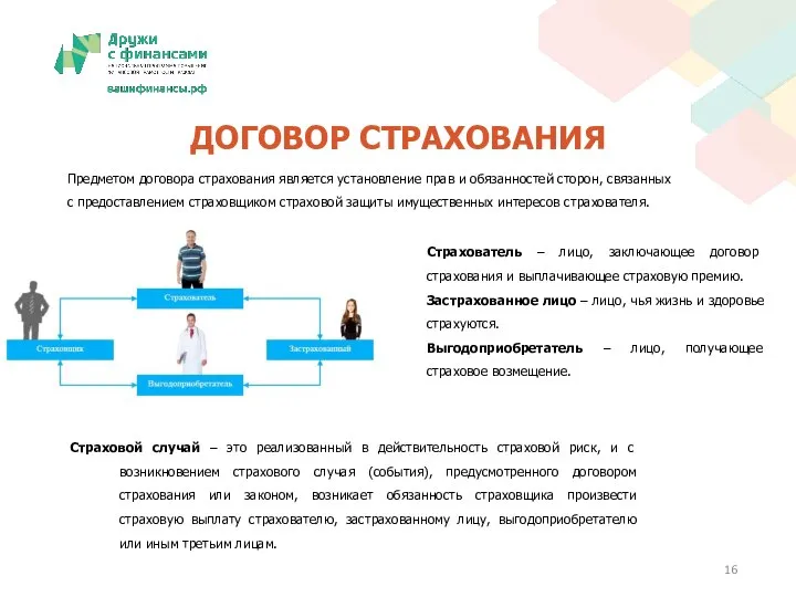 Предметом договора страхования является установление прав и обязанностей сторон, связанных с предоставлением