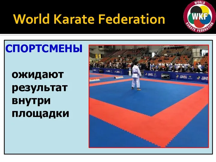 World Karate Federation СПОРТСМЕНЫ ожидают результат внутри площадки