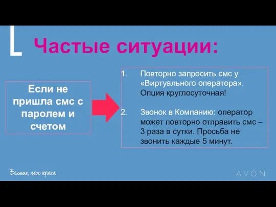 Частые ситуации: Повторно запросить смс у «Виртуального оператора». Опция круглосуточная! Звонок в