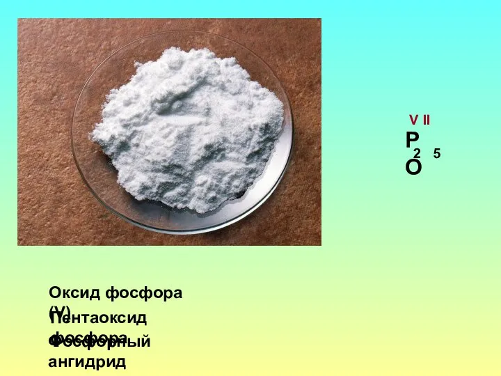Оксид фосфора (V) Пентаоксид фосфора Фосфорный ангидрид РО V II 2 5