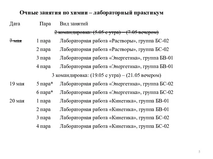 Очные занятия по химии – лабораторный практикум