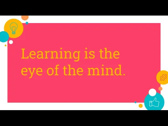 Learning is the eye of the mind.