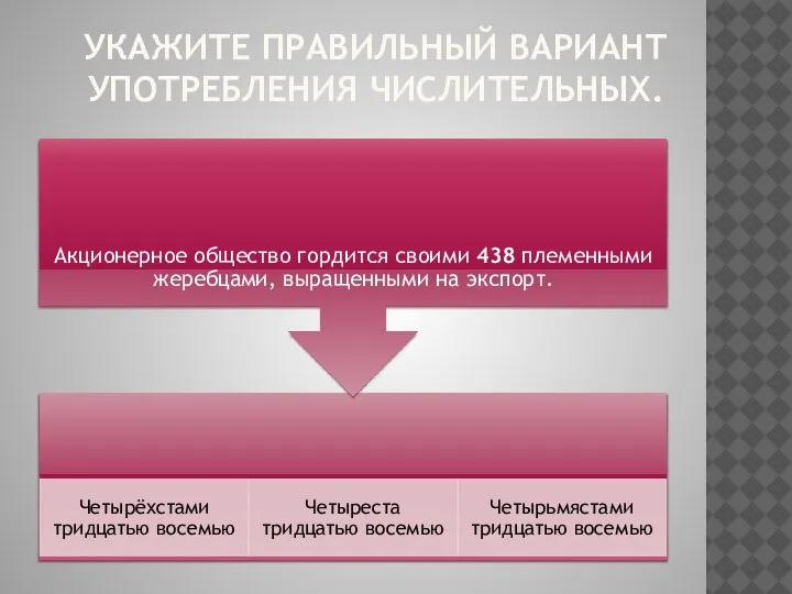 УКАЖИТЕ ПРАВИЛЬНЫЙ ВАРИАНТ УПОТРЕБЛЕНИЯ ЧИСЛИТЕЛЬНЫХ.