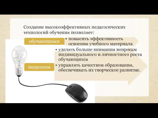 Создание высокоэффективных педагогических технологий обучения позволяет: