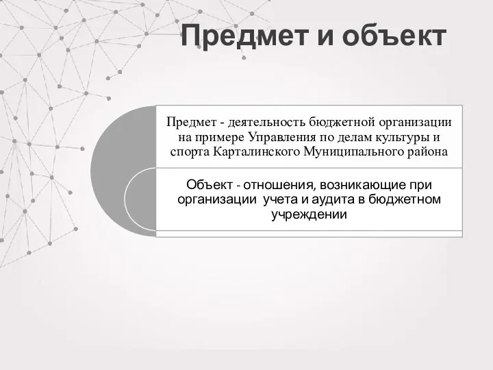 Предмет и объект