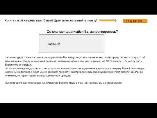 Хотите такой же результат, Вашей франшизе, оставляйте заявку! хочу так же Со