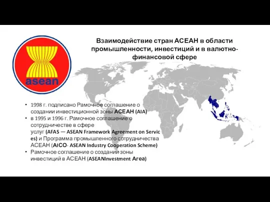 Взаимодействие стран АСЕАН в области промышленности, инвестиций и в валютно-финансовой сфере 1998