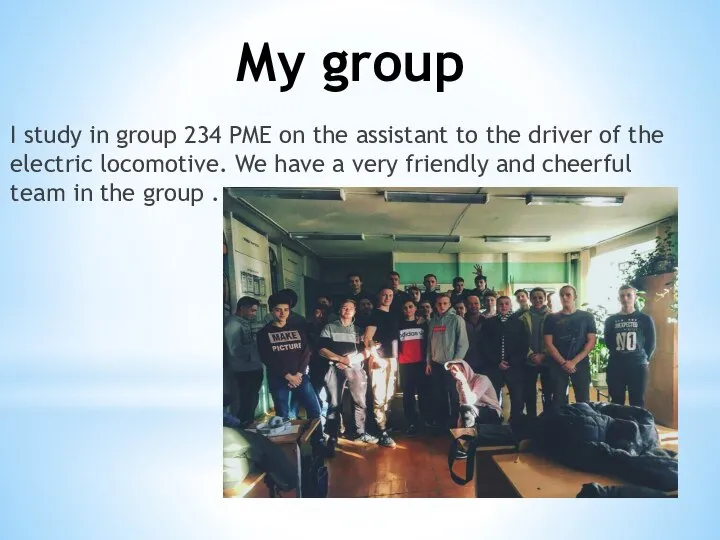 My group I study in group 234 PME on the assistant to