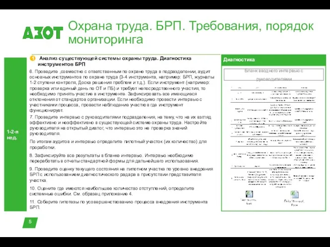 Охрана труда. БРП. Требования, порядок мониторинга 1-2-я нед. Диагностика 6. Проведите ,совместно