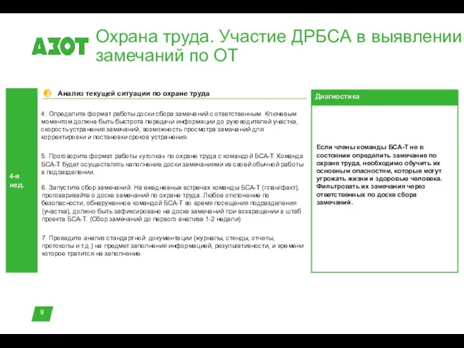 Охрана труда. Участие ДРБСА в выявлении замечаний по ОТ 4-я нед. Диагностика