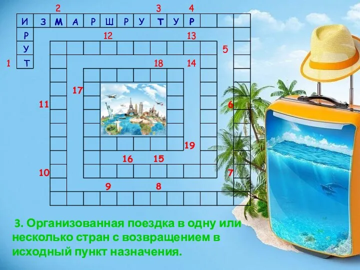 3. Организованная поездка в одну или несколько стран с возвращением в исходный пункт назначения.