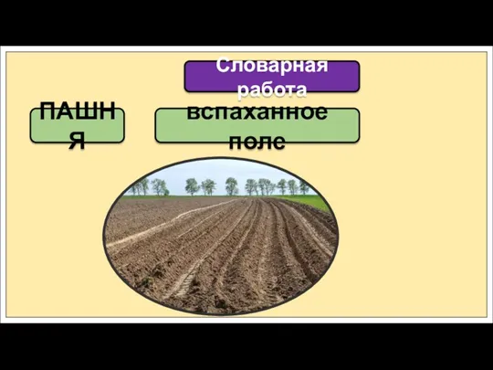 ПАШНЯ Словарная работа вспаханное поле