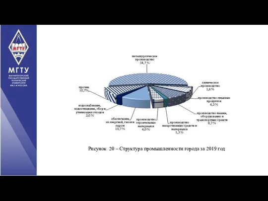 Рисунок 20 – Структура промышленности города за 2019 год