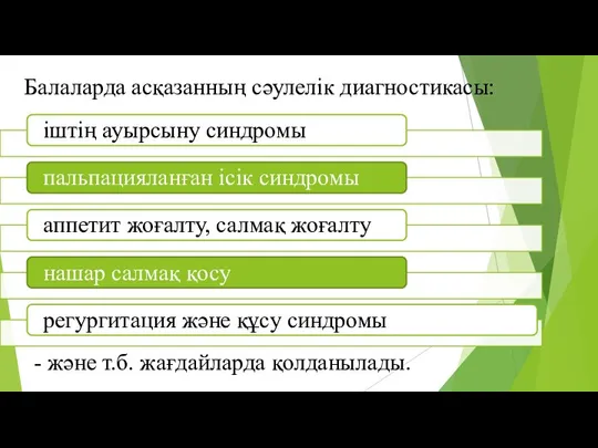 Балаларда асқазанның сәулелік диагностикасы: - және т.б. жағдайларда қолданылады.