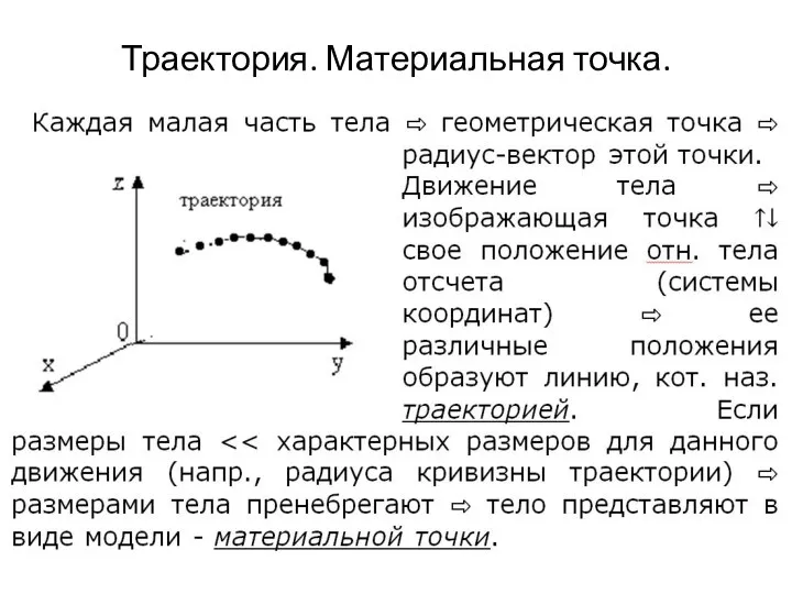 Траектория. Материальная точка.