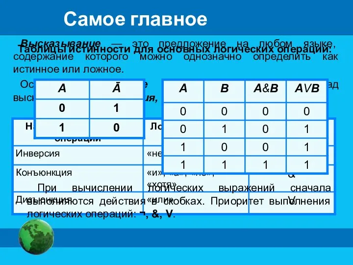 Высказывание — это предложение на любом языке, содержание которого можно однозначно определить