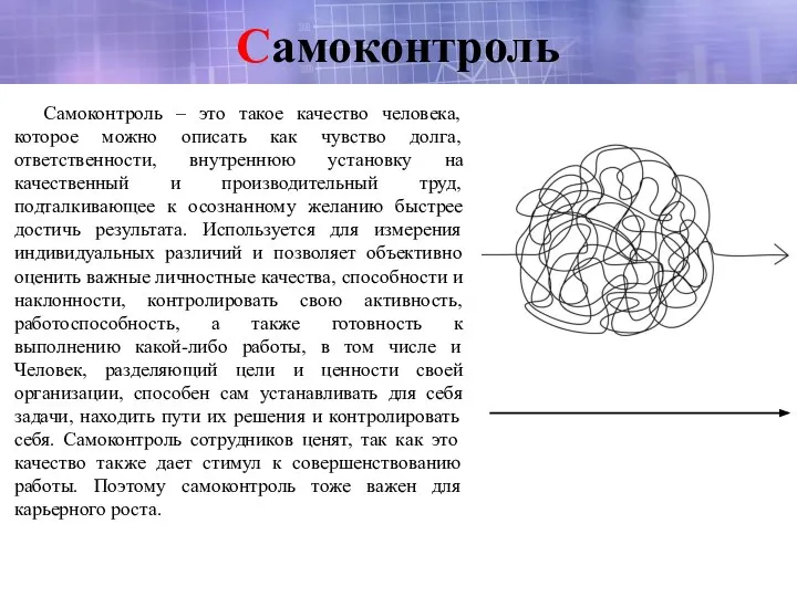 Самоконтроль Самоконтроль – это такое качество человека, которое можно описать как чувство