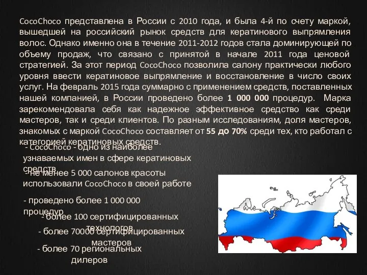 CocoChoco представлена в России с 2010 года, и была 4-й по счету