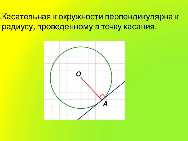 Касательная к окружности перпендикулярна к радиусу, проведенному в точку касания.