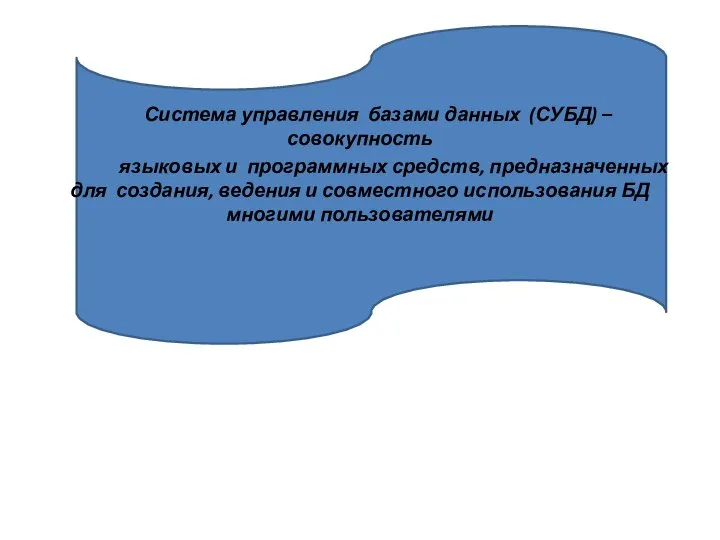 Система управления базами данных (СУБД) – совокупность языковых и программных средств, предназначенных