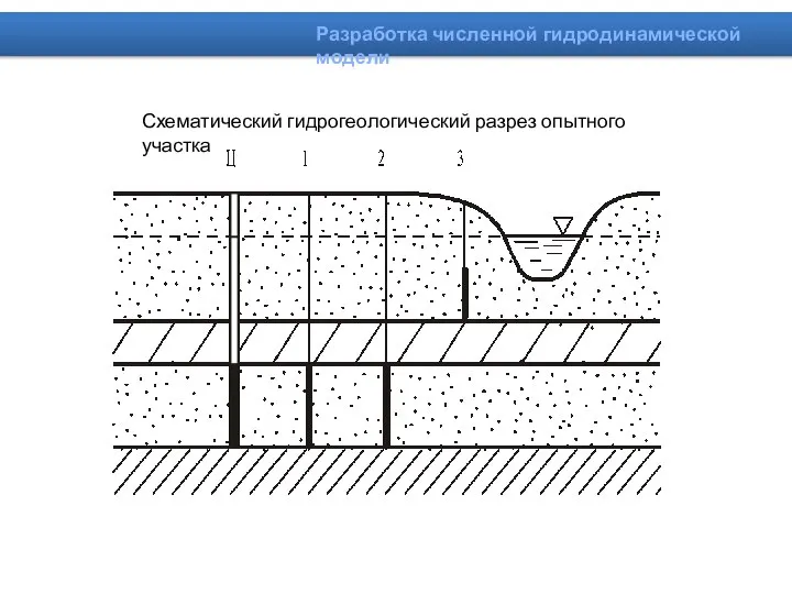 Схематический гидрогеологический разрез опытного участка