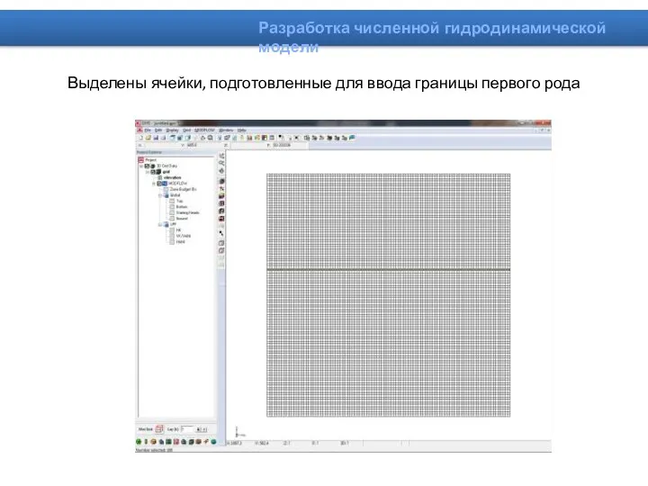 Выделены ячейки, подготовленные для ввода границы первого рода