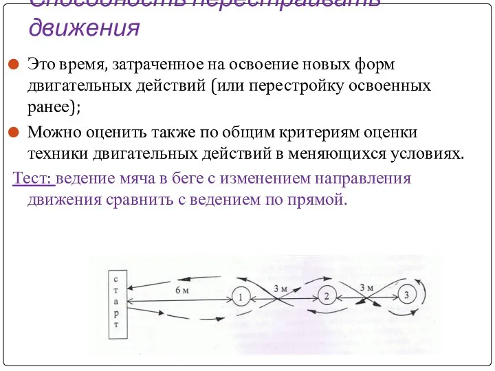 Способность перестраивать движения Это время, затраченное на освоение новых форм двигательных действий