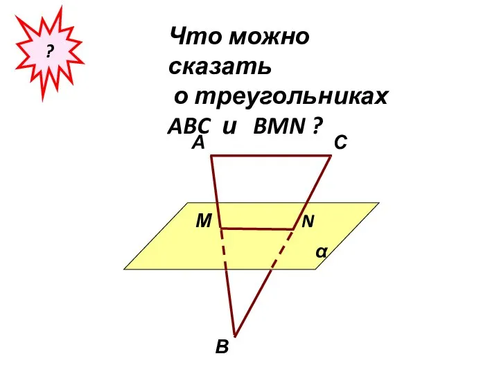 ? Что можно сказать о треугольниках ABC и BMN ? α А С В М N