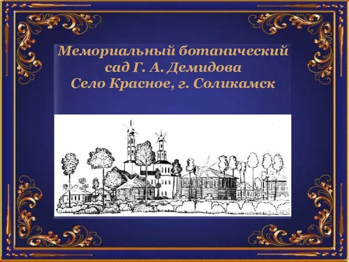 Мемориальный ботанический сад Г. А. Демидова Село Красное, г. Соликамск