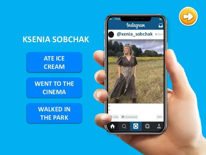 ATE ICE CREAM KSENIA SOBCHAK WENT TO THE CINEMA WALKED IN THE PARK