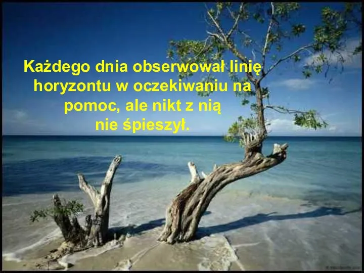 Każdego dnia obserwował linię horyzontu w oczekiwaniu na pomoc, ale nikt z nią nie śpieszył.