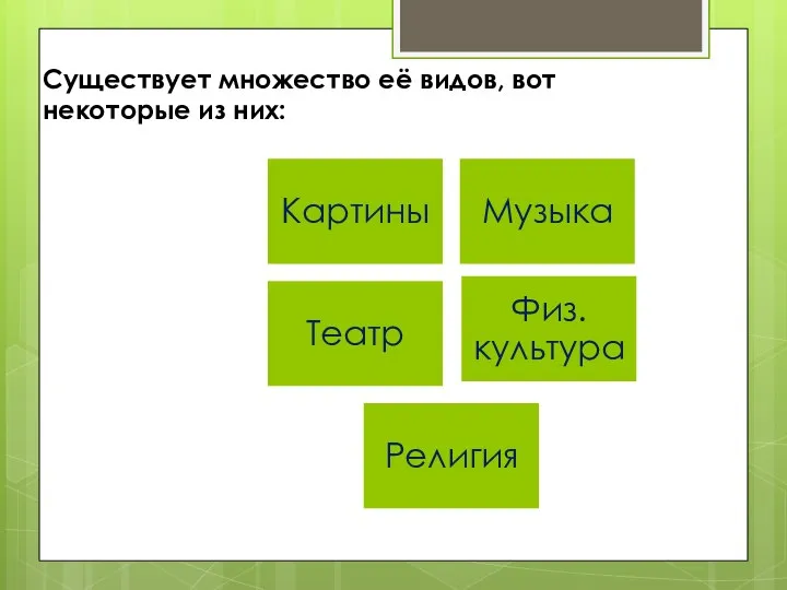 Существует множество её видов, вот некоторые из них: