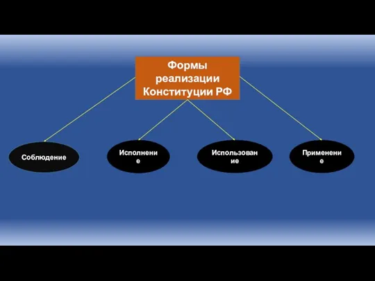 Формы реализации Конституции РФ Соблюдение Исполнение Использование Применение
