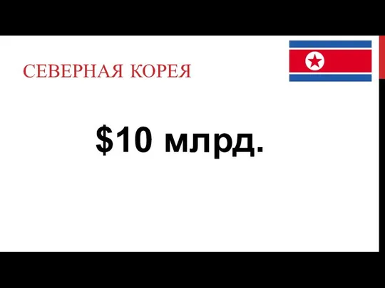 СЕВЕРНАЯ КОРЕЯ $10 млрд.