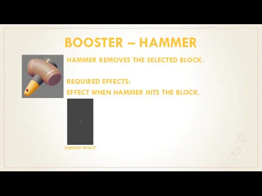 BOOSTER – HAMMER HAMMER REMOVES THE SELECTED BLOCK. REQUIRED EFFECTS: EFFECT WHEN