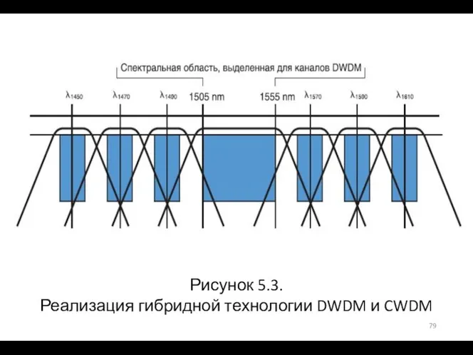 Рисунок 5.3. Реализация гибридной технологии DWDM и CWDM