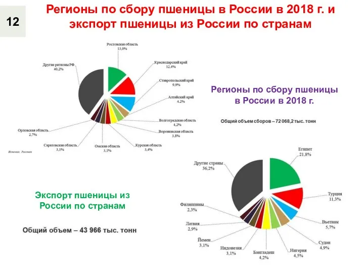 12 Регионы по сбору пшеницы в России в 2018 г. и экспорт