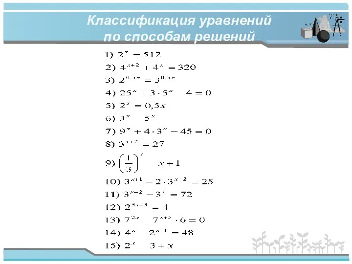 Классификация уравнений по способам решений