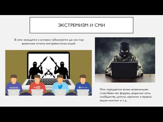 ЭКСТРЕМИЗМ И СМИ В сети находятся и активно публикуются до сих пор