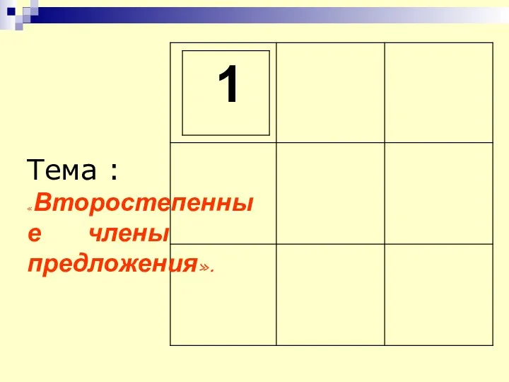 Тема : «Второстепенные члены предложения».