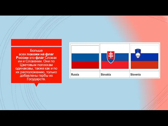 Больше всех похожи на флаг России это флаг Словакии и Словении. Они