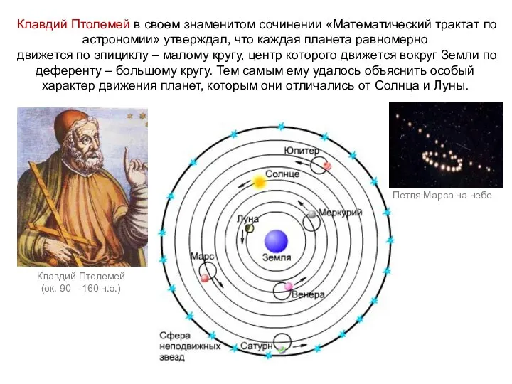 Клавдий Птолемей в своем знаменитом сочинении «Математический трактат по астрономии» утверждал, что