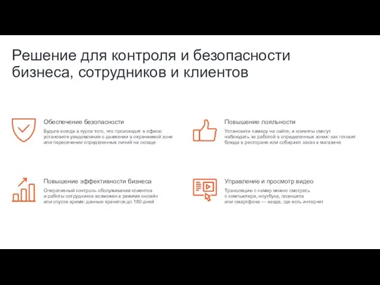 Решение для контроля и безопасности бизнеса, сотрудников и клиентов Обеспечение безопасности Будьте