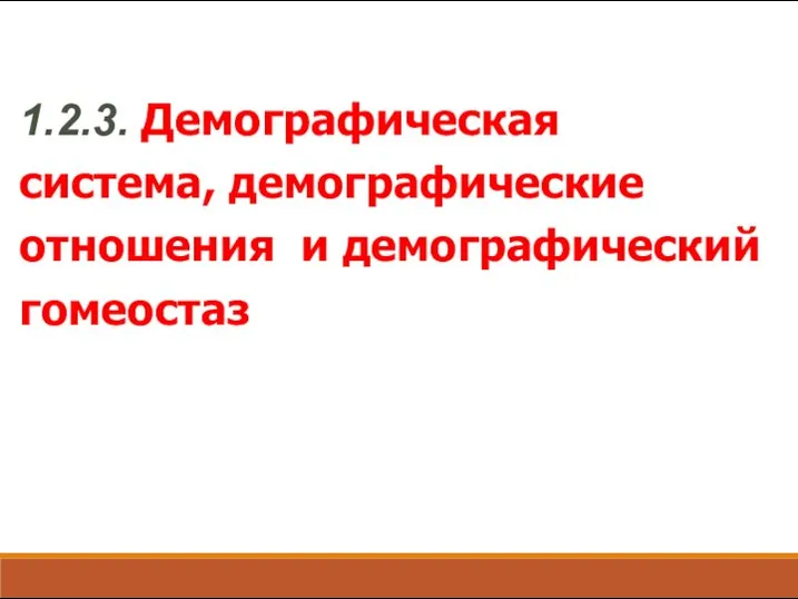 1.2.3. Демографическая система, демографические отношения и демографический гомеостаз