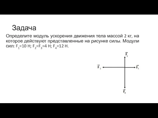 Задача Определите модуль ускорения движения тела массой 2 кг, на которое действуют